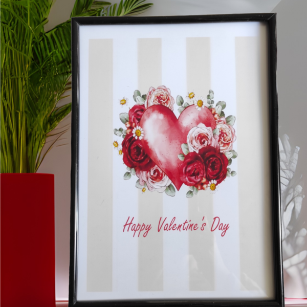 Προσωποποιημένο κάδρο Αγ. Βαλεντίνου "Happy Valentine's Day" - πλαστικό, χαρτί, διακοσμητικά