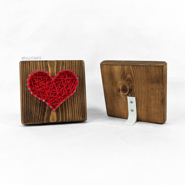 Ξύλινο διακοσμητικό με καρφιά & κλωστές "Καρδούλα" (11x11cm) - ξύλο, καρδιά, διακοσμητικά, ξύλινα διακοσμητικά - 3