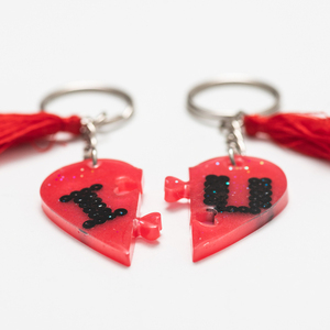 Μπρελόκ Καρδιά από Ρητίνη - Resin Heart Keychain 2 piece - ρητίνη, ζευγάρια, αυτοκινήτου, σπιτιού, ξενοδοχείου - 3