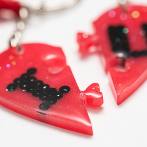 Μπρελόκ Καρδιά από Ρητίνη - Resin Heart Keychain 2 piece - ρητίνη, ζευγάρια, αυτοκινήτου, σπιτιού, ξενοδοχείου - 5