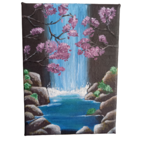 Ζωγραφική σε καμβά 18x13εκ. (Waterfalls) - πίνακες & κάδρα, πίνακες ζωγραφικής