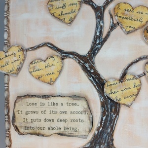 Χειροποίητο κάδρο δέντρο της ζωής με καρδιές - πίνακες & κάδρα, καρδιά, χαρτί, πηλός, διακοσμητικά - 2