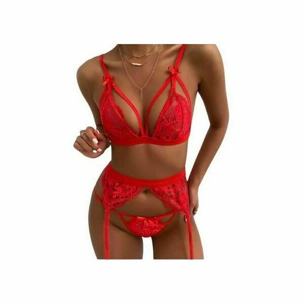 Γυναικεία Sexy Σετ Εσώρουχα MOLLY LINGERIE SET σε κόκκινο χρώμα - δαντέλα