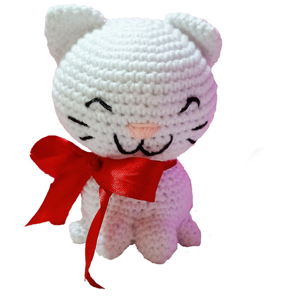 Πλεκτό κουκλάκι "Valentines Kitty" - νήμα, χειροποίητα, λούτρινα, γατούλα, amigurumi