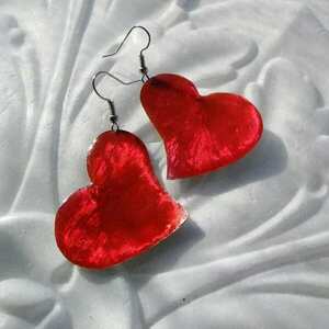 Red heart - αλπακάς, καρδιά, boho, κρεμαστά, αγ. βαλεντίνου - 3