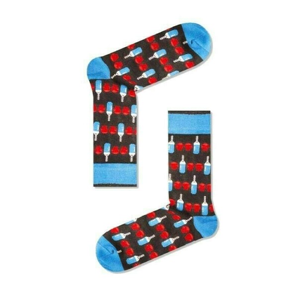 Mix Gift Socks Box Q18 Ανδρικές Μακριές Βαμβακερές Κάλτσες με σχέδιο σε γκρι, και σιέλ χρώματα Συσκευασία 3 τμχ - βαμβάκι - 4