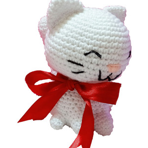 Πλεκτό κουκλάκι "Valentines Kitty" - νήμα, χειροποίητα, λούτρινα, γατούλα, amigurumi - 3