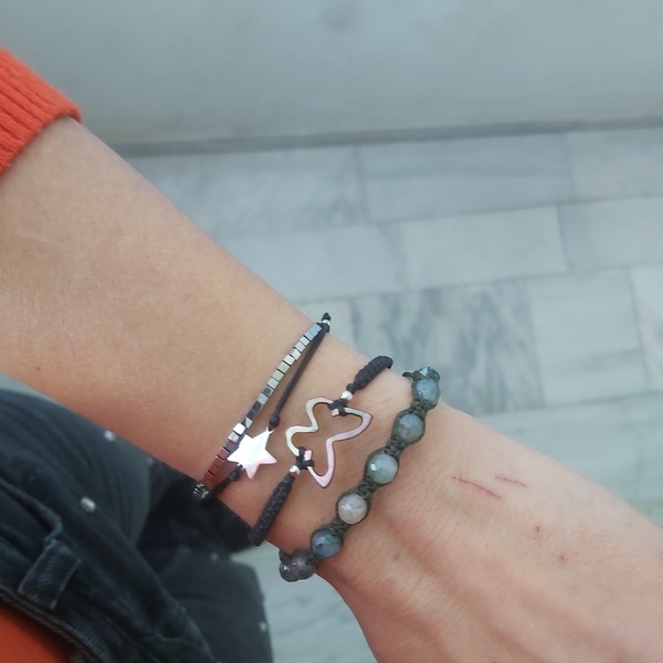 hacky macrame bracelet - ημιπολύτιμες πέτρες, μακραμέ, χεριού, αυξομειούμενα - 2