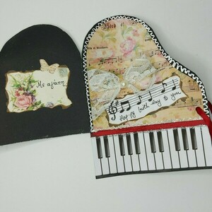 Κάρτα γενεθλίων χειροποίητη πιάνο - δώρα γενεθλίων, ευχετήριες κάρτες - 2