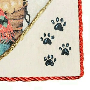 Καδράκι από ξύλο με σκυλάκι και πατουσάκια - πίνακες & κάδρα, σκυλάκι, δώρα για παιδιά, ζωάκια, παιδικά κάδρα - 3