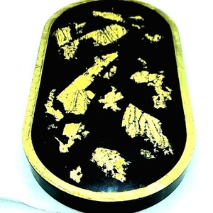 Οβάλ δισκάκι από υγρό γυαλί με φύλλα χρυσού 17,50εκ. Χ 9 εκ - γυαλί, ρητίνη, σπίτι, επίχρυσα στοιχεία, πιατάκια & δίσκοι - 2