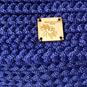 ΜΑΡΙΝΑ - Χειροποίητη πλεκτή μπλε τσάντα ώμου με χρυσή αλυσίδα, 21x33 - νήμα, ώμου, all day, πλεκτές τσάντες, μικρές - 3