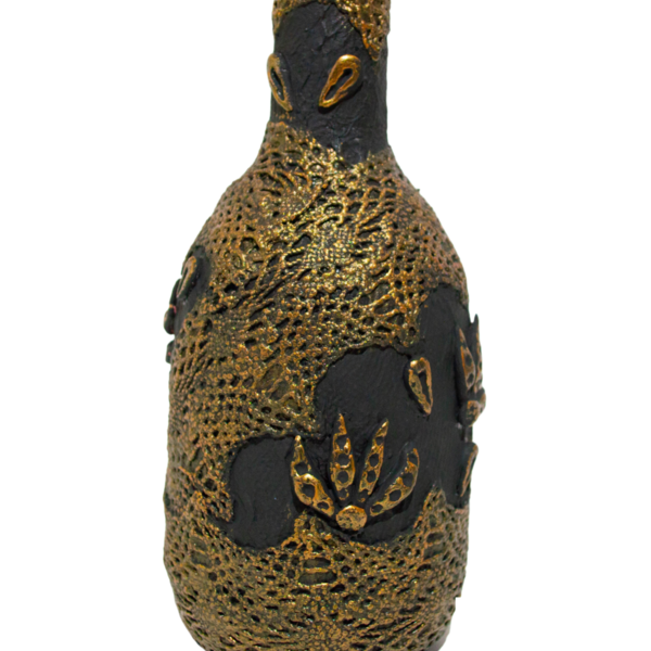 Χειροποίητο Διακοσμητικό Μπουκάλι με Σχέδιο XB007 - ύφασμα, γυαλί, χαρτί, πηλός, διακοσμητικά μπουκάλια - 2