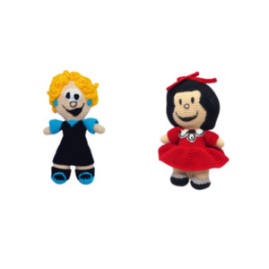 Σετ Πλεκτά κουκλάκια Σουζανίτα και Μαφάλντα 30εκατοστά Mafalda Susanita comics - λούτρινα, amigurumi, σετ δώρου