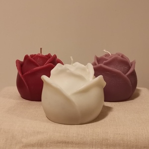 Χειροποίητο κερί σόγιας σε σχήμα τριαντάφυλλο - αρωματικά κεριά, κεριά & κηροπήγια, vegan κεριά - 2