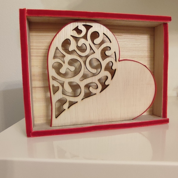 Ξύλινο Διακοσμητικό Κουτί με καρδιά 15*17cm - ξύλο, δώρα επετείου, βαλεντίνος, διακοσμητικά, αγ. βαλεντίνου - 2