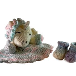Πανάκι αγκαλιάς - παρηγοριάς μονόκερος, 19x28 - δώρα για μωρά, προίκα μωρού - 2