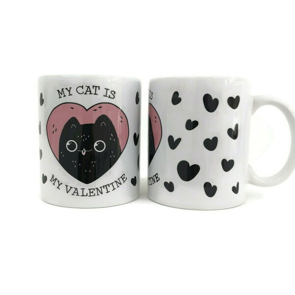 Κούπα "My cat is my valentine" δώρο Αγίου Βαλεντίνου. - χαρτί, γάτα, ζευγάρια, κούπες & φλυτζάνια, αγ. βαλεντίνου