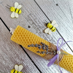 Χειροποίητη Πασχαλινή λαμπάδα από αγνό μελισσοκέρι λεβάντα - λαμπάδες, για ενήλικες, για εφήβους - 4