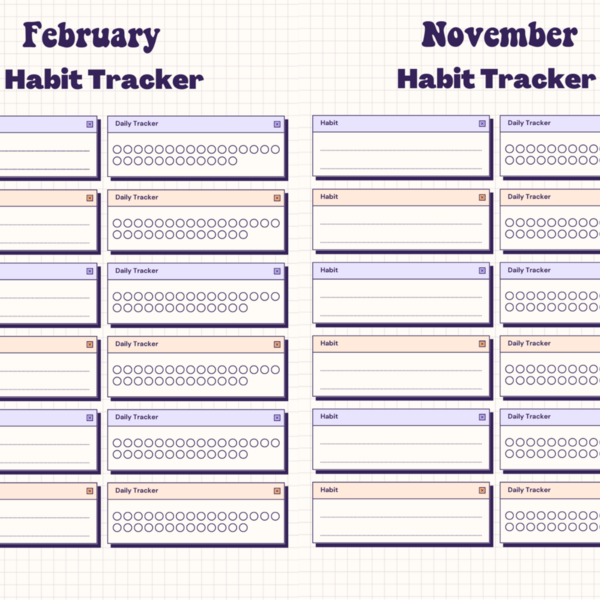 Εκτυπώσιμο βιβλιαράκι ''Habit Tracker" 12 μήνες - 12 month Habit Tracker planner Insert - Για ημερολόγιο Α5 - φύλλα εργασίας