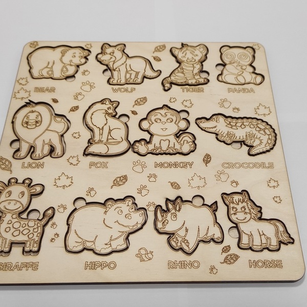 Ξύλινο εκπαιδευτικό puzzle ζωάκια - δώρα για παιδιά, ξύλινα παιχνίδια - 2