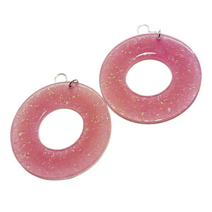 Σκουλαρίκια από ρητίνη δίσκοι 6.6 εκ. σε ιριδίζον ροζ-μωβ - γυαλί, ρητίνη, κρεμαστά, γάντζος, φθηνά