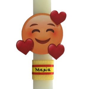 Λαμπάδα Emoji με καρδούλες με όνομα - λαμπάδες, όνομα - μονόγραμμα, για εφήβους - 2