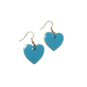 Σκουλαρίκια από ρητίνη καρδιές 2.3 εκ. σε γαλάζιο - γυαλί, ρητίνη, κρεμαστά, γάντζος, φθηνά