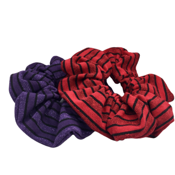 Σετ υφασμάτινα λαστιχάκια scrunchies ''red & purple'' μεσαίου μεγέθους (medium) 2 τμχ - ύφασμα, κορίτσι, για τα μαλλιά, λαστιχάκια μαλλιών - 3