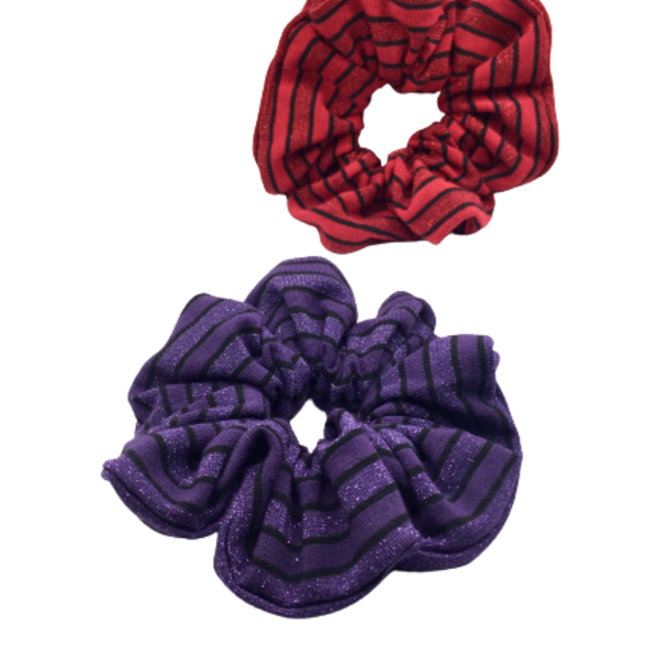 Σετ υφασμάτινα λαστιχάκια scrunchies ''red & purple'' μεσαίου μεγέθους (medium) 2 τμχ - ύφασμα, κορίτσι, για τα μαλλιά, λαστιχάκια μαλλιών - 5
