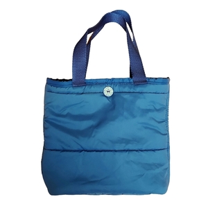 Χειροποίητη μικρή υφασμάτινη τσάντα χειρός από μπλε puffed-up αδιάβροχο - ύφασμα, χειρός, tote, μικρές, φθηνές
