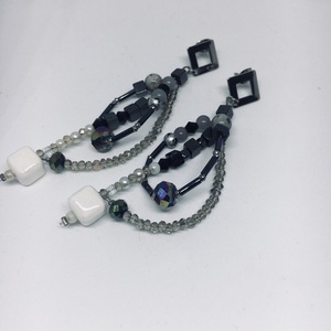 Σκουλαρίκια με γυάλινες & κεραμικές πέτρες - ημιπολύτιμες πέτρες, χάντρες, μικρά, ατσάλι, κρεμαστά - 3