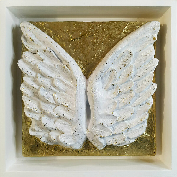 Φτερά αγγέλου διακοσμητικό από ξύλο και γύψο χειροποίητο 24Χ24εκ. "Angel wings" - ξύλο, δώρο, διακοσμητικά, δώρο έκπληξη