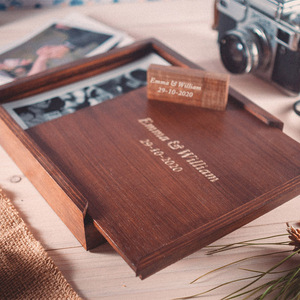 Προσωποποιημένο Ξύλινο Κουτί Φωτογραφιών με θήκη USB - Χάραξη Ονόματα και Λογότυπο - ξύλο, personalised, άλμπουμ - 4