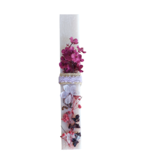 Λαμπάδα πλακέ λουλούδια ροζ 22εκ - κορίτσι, λουλούδια, λαμπάδες, για ενήλικες, για εφήβους - 2