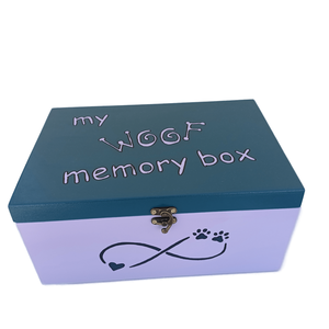 MDF χειροποίητο Woof Memory Box - Μπλε/Λιλά - 30*20*14εκ.