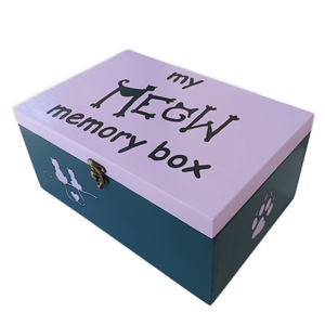 MDF χειροποίητο MeoW Memory Box - Μπλε/ Λιλά - 30*20*14εκ. - 3