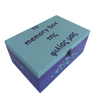MDF χειροποίητο Memory Box της Φιλίας μας- Μέντα / Μωβ - 30*20*14εκ. - 2