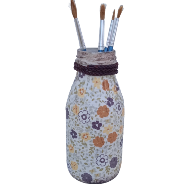 Γυάλινο διακοσμητικό μπουκάλι - γυαλί, διακοσμητικά μπουκάλια, ανοιξιάτικα λουλούδια