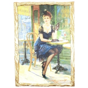 Διακοσμητικό χειροποίητο καδράκι από ξύλο με γυναικεία μπλε φιγούρα - vintage, πίνακες & κάδρα, δώρα για γυναίκες