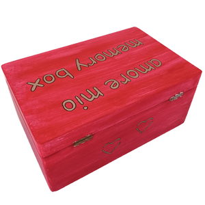 Ξύλινο χειροποίητο Amore Mio Memory Box - Κόκκινο/Ροζ χρυσό - 30*20*13,5εκ. - ξύλο, διακοσμητικά - 4