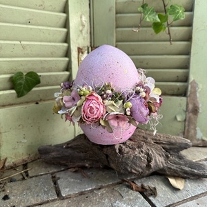 Πασχαλινό αυγο με παιωνια και ορτανσίες 16 εκατοστά - λουλούδια, αυγό, διακοσμητικά, για ενήλικες - 3
