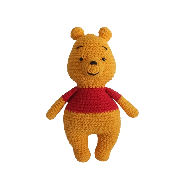 Πλεκτός αρκούδος Winnie the Pooh - 19εκ - δώρο, λούτρινα, amigurumi, σούπερ ήρωες, ήρωες κινουμένων σχεδίων