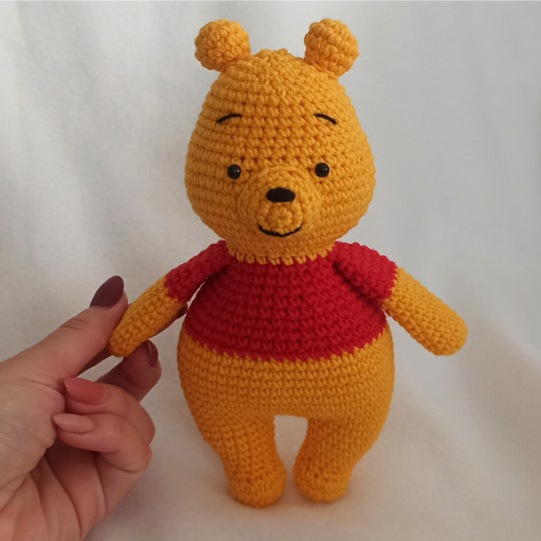 Πλεκτός αρκούδος Winnie the Pooh - 19εκ - δώρο, λούτρινα, amigurumi, σούπερ ήρωες, ήρωες κινουμένων σχεδίων - 2