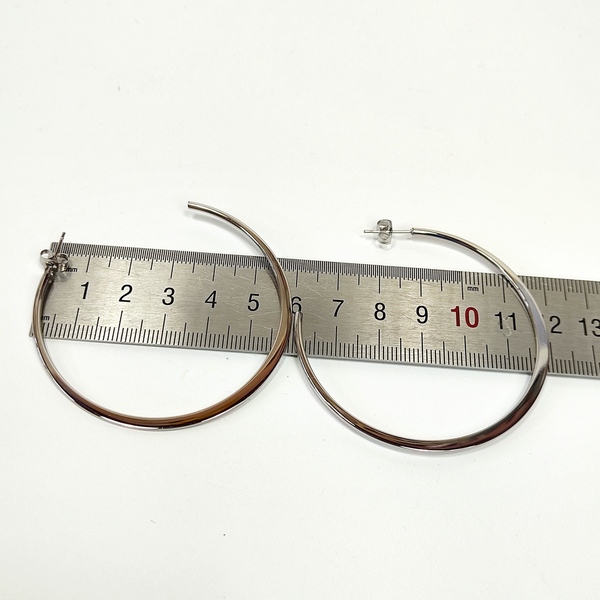 Σκουλαρίκια ατσάλινοι ασημί κρίκοι 5,5 cm - επάργυρα, κρίκοι, ατσάλι, μεγάλα, καρφάκι - 5