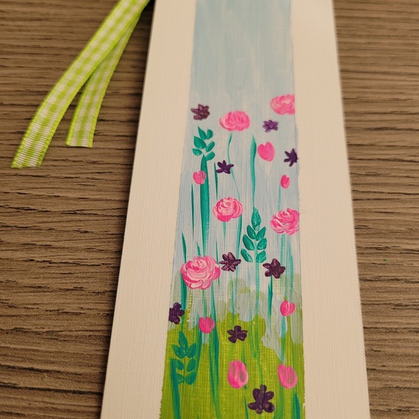 Σελιδοδείκτης ζωγραφισμένος στο χέρι, από χαρτόνι 2 - ζωγραφισμένα στο χέρι, λουλούδια, σελιδοδείκτες - 4