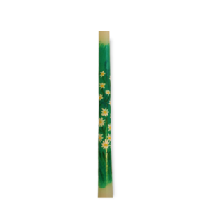 μικρές μαργαρίτες σε πράσινο φόντο/ λαμπάδα/ κύλινδρος/ 40 εκ./ ζωγραφισμένη - ζωγραφισμένα στο χέρι, λουλούδια, λαμπάδες, για ενήλικες, για εφήβους - 2