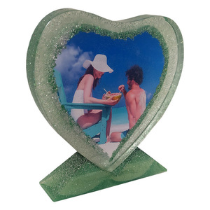 Καρδιά από Υγρό Γυαλί με την φωτογραφία σας σε βάση Διάστασης 15X3X18 cm σε Χρυσό, Ασημί, Μπλε, Πράσινο, Κόκκινο & Μωβ - ρητίνη, δώρα επετείου, δώρα αγίου βαλεντίνου, δώρο γεννεθλίων - 4
