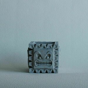 Διακοσμητικό Γλαστράκι Super Mario Thwomp από τσιμέντο 9 cm | Concrete Decor - τσιμέντο, διακοσμητικά