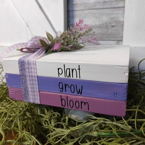 Ξύλινα διακοσμητικά βιβλία Plant grow bloom - ξύλο, διακοσμητικά - 4